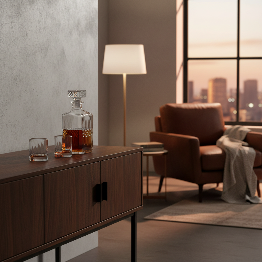 Soggiorno elegante con decanter