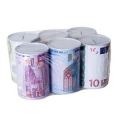 Salvadanaio Vintage Cilindrico Banconota Euro – 10x15 cm Set 5 Pz.