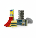 Kit Pulizia Cucina 28 Pezzi - 7 Panni Microfibra Arcobaleno + 6 Spugne Abrasive + 15 Pagliette Acciaio Zincato
