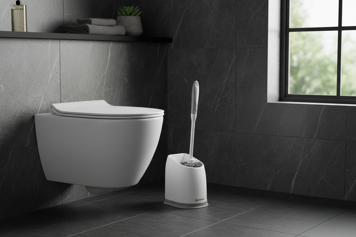 Accessorio bagno portascopino in angolo moderno lifestyle photography