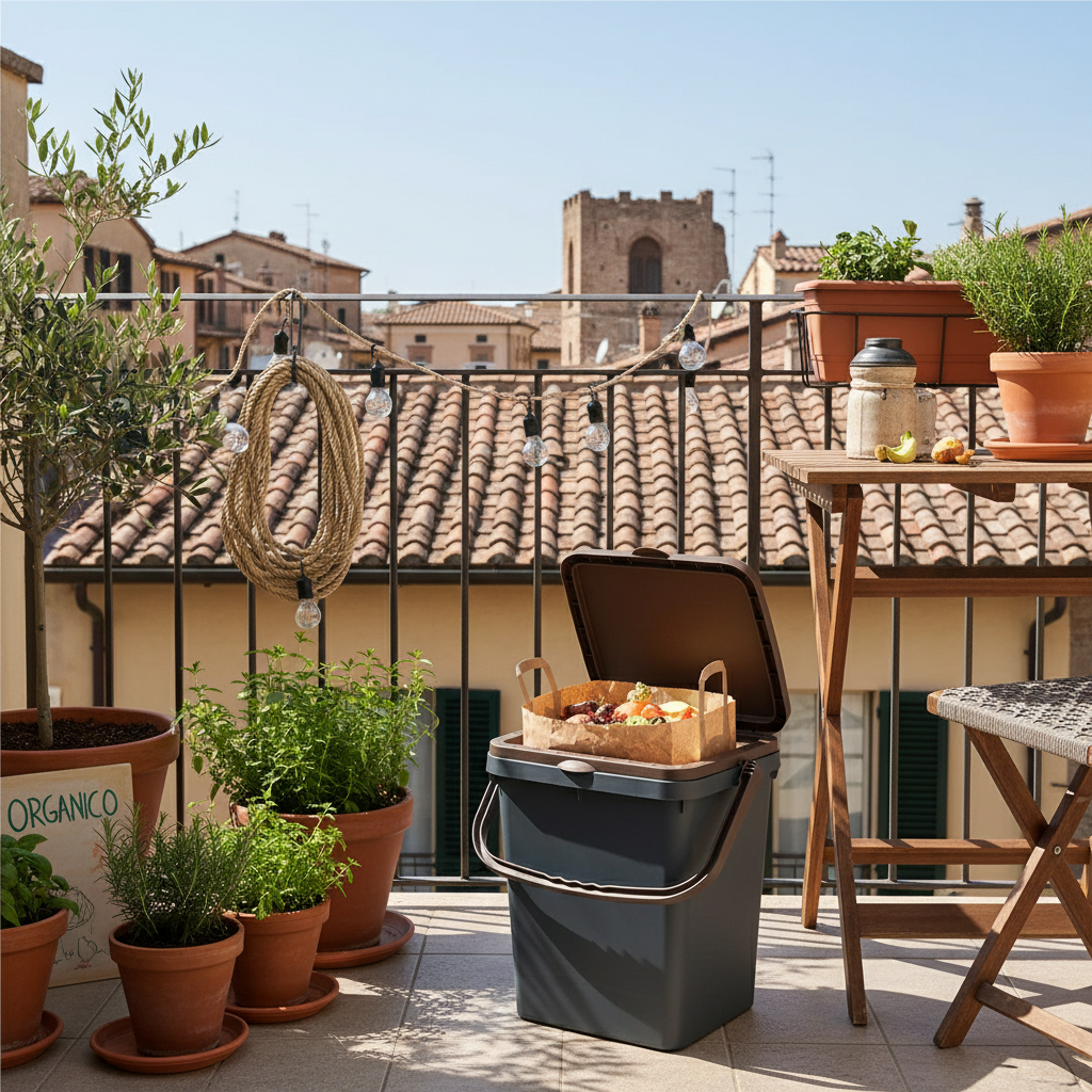 Bidone per esterno su balcone