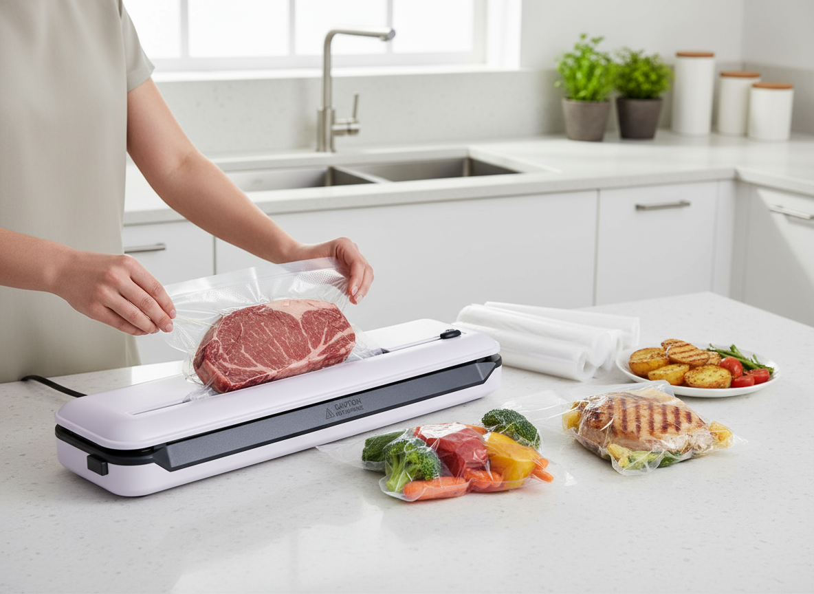 Macchina sottovuoto in azione in cucina