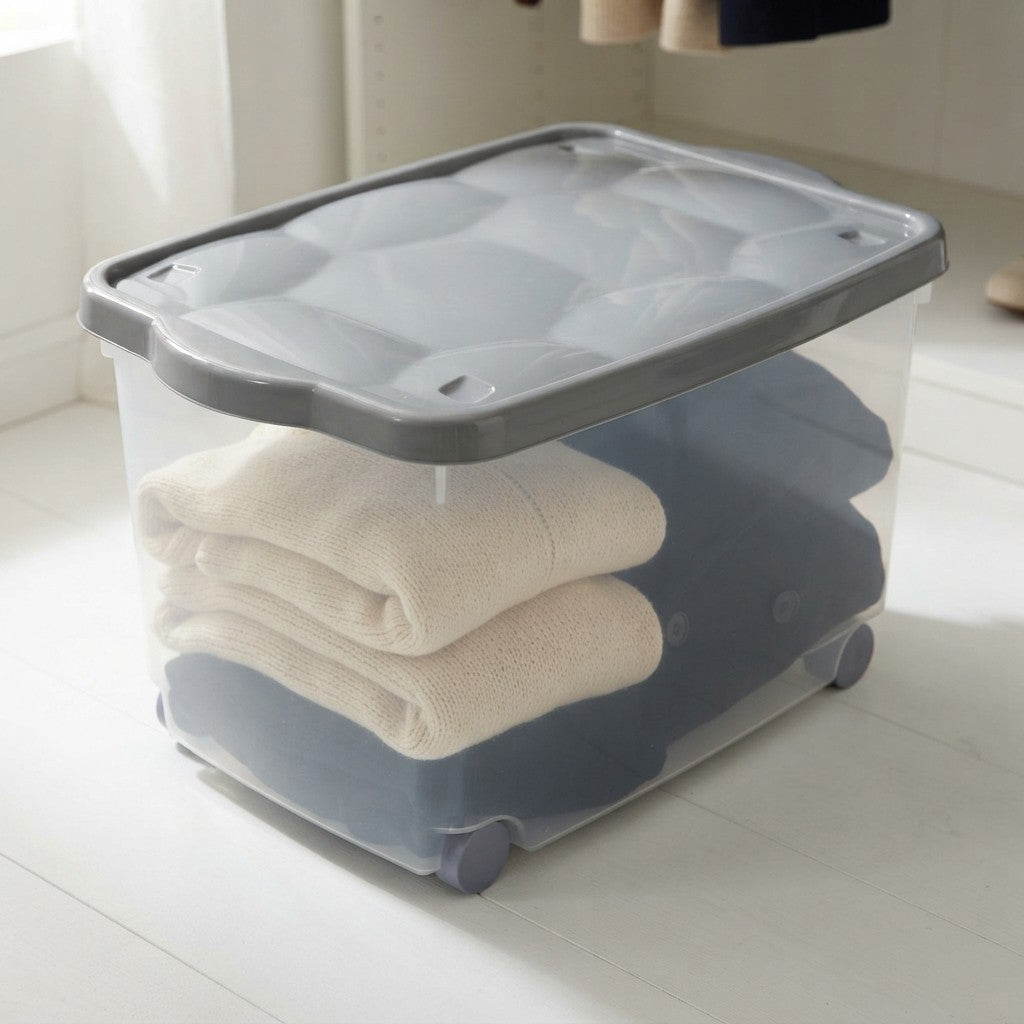 Contenitore Box Con Coperchio e Ruote 60X40X36 Colori Assortiti