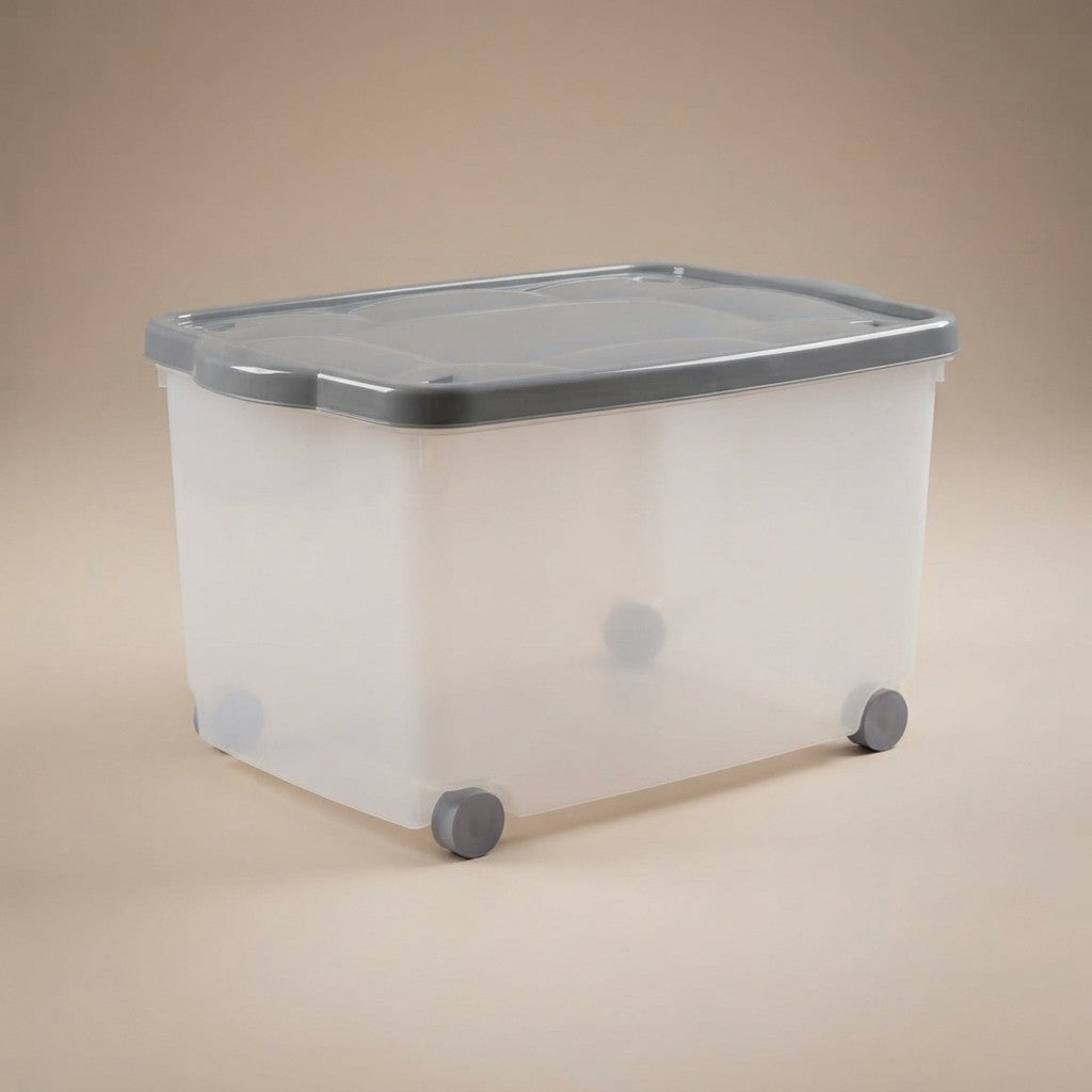 Contenitore Box Con Coperchio e Ruote 60X40X36 Colori Assortiti