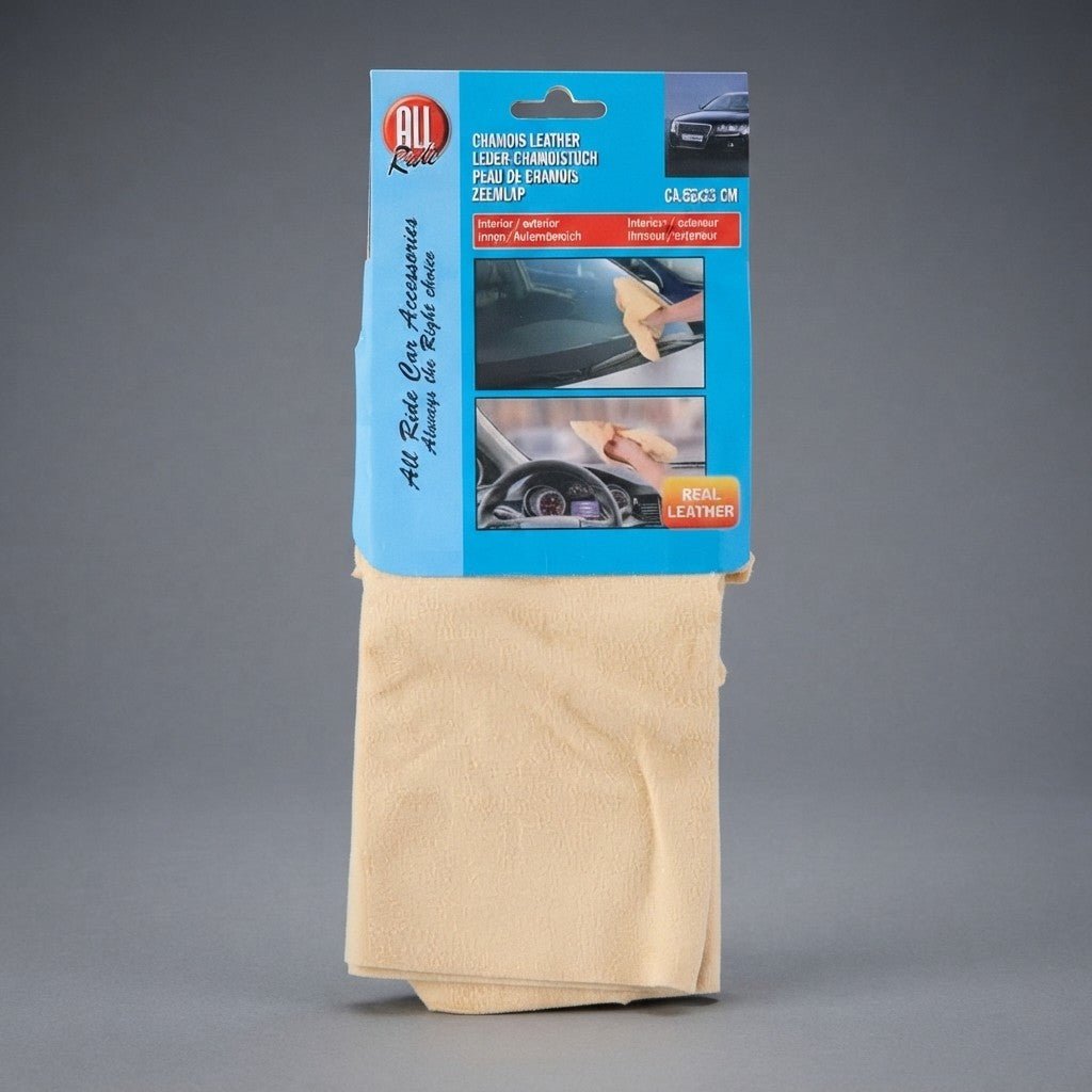 Panno Scamasciato in Vera Pelle per Auto 55x33 cm – Asciugatura Senza Aloni