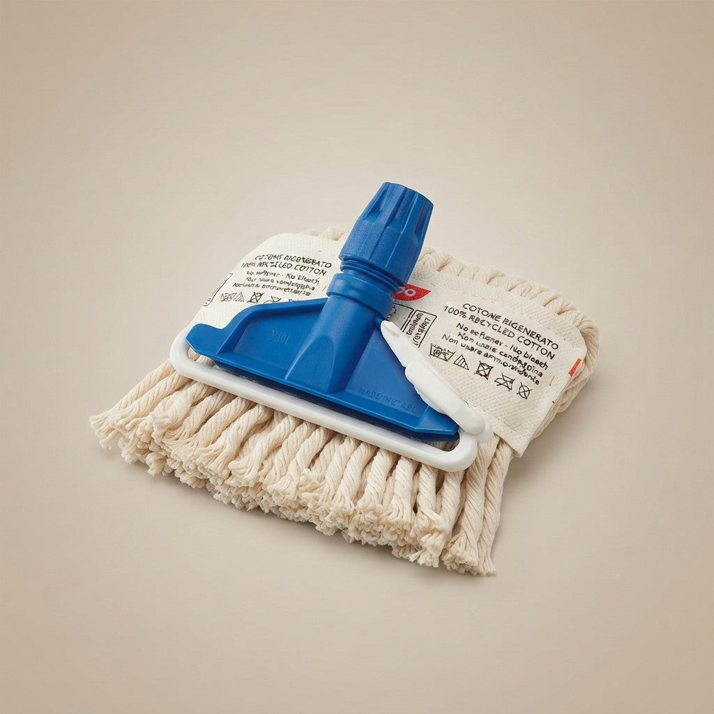 Kit de rechange 3 pièces pour balai à franges professionnel en coton avec élastique, 400 g, + 1 pince pour balai, blanc