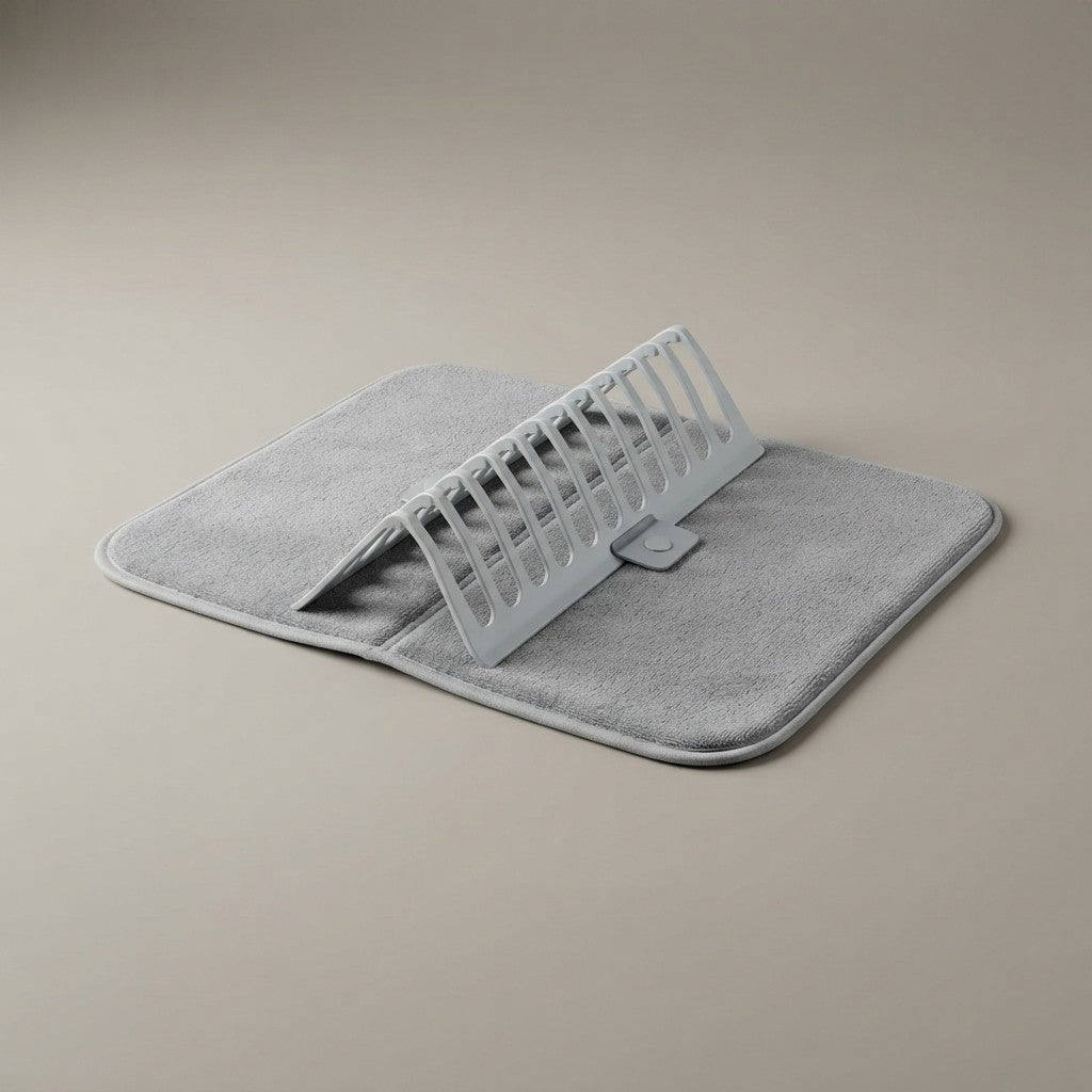 Égouttoir à vaisselle en microfibre avec grille 46 x 36 cm, triple couche absorbante - Lavable