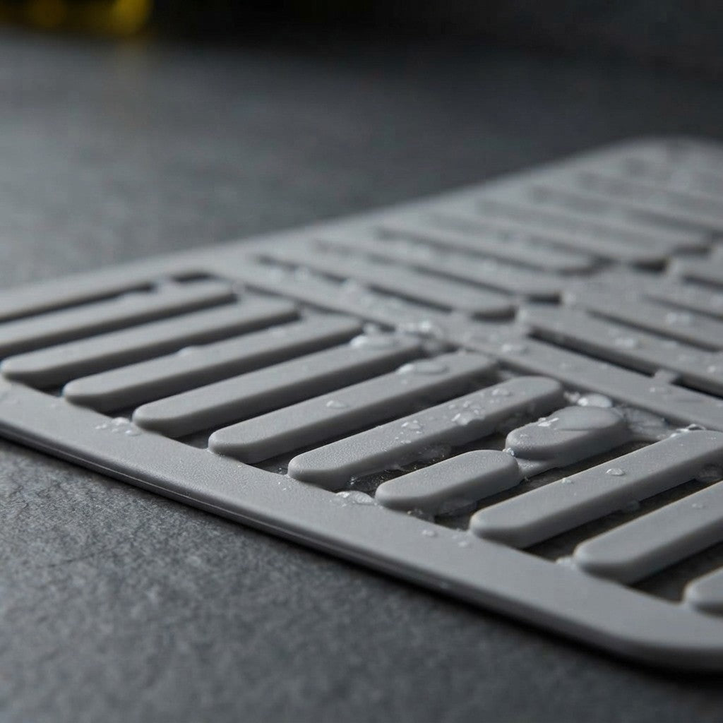 Tappetino in Silicone per Lavello 32x28 cm – Grigio, Antiscivolo e Resistente al Calore