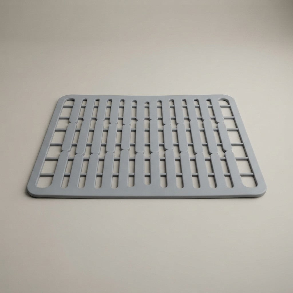 Tappetino in Silicone per Lavello 32x28 cm – Grigio, Antiscivolo e Resistente al Calore