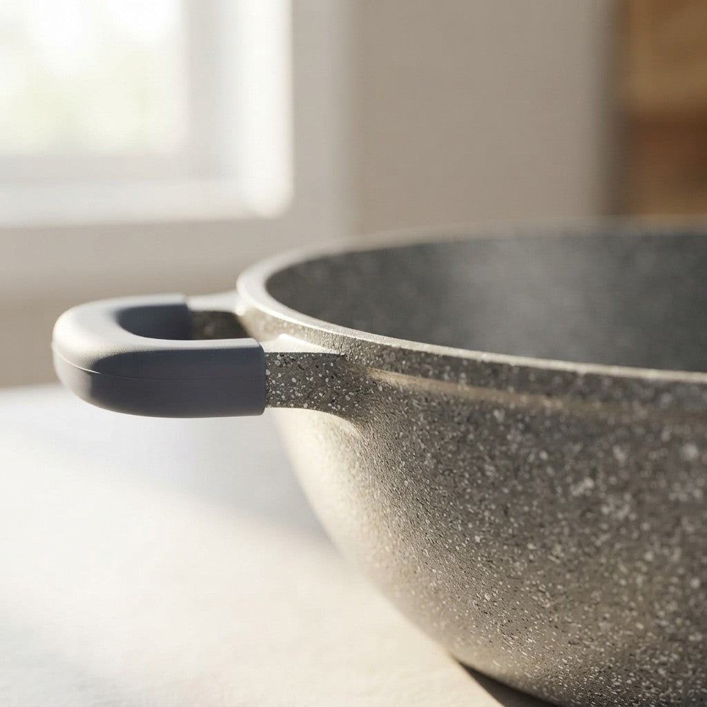 Wok Pietra Vulcanica 32cm Induzione con Coperchio Stone