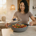 Wok Pietra Vulcanica 32cm Induzione con Coperchio Stone
