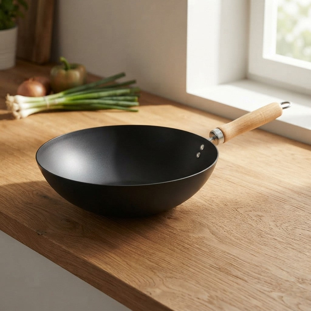 Wok 30cm Alpina Antiaderente Manico Legno