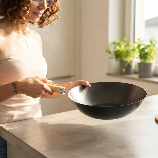 Asian style wok pan with non-stick coating, 30 cm