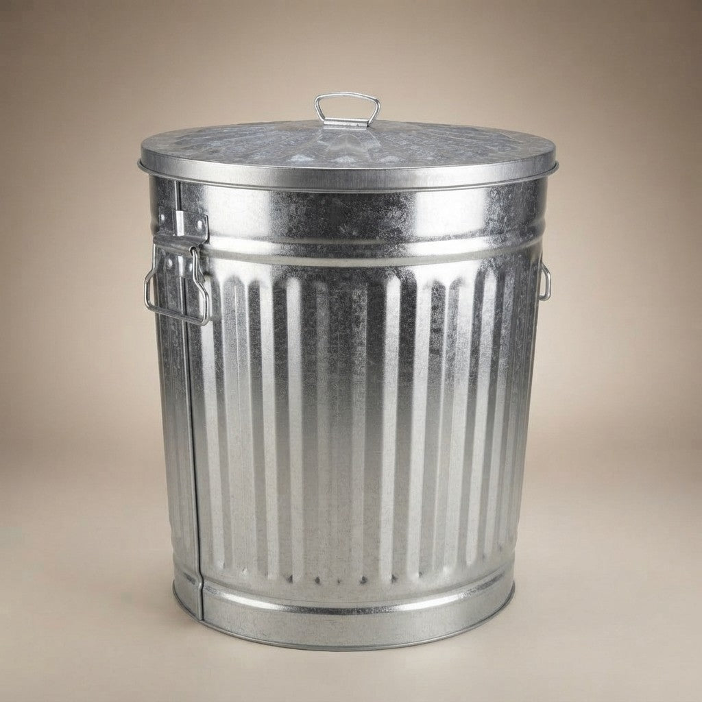 Bidone Zinco 62L Ø 45 cm con Coperchio Maniglie Multiuso