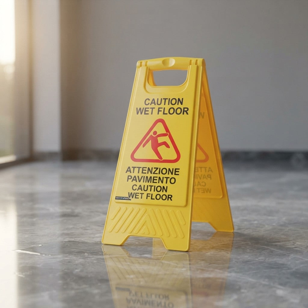 Cartello Pavimento Bagnato Wet Floor Giallo Segnale di Pericolo