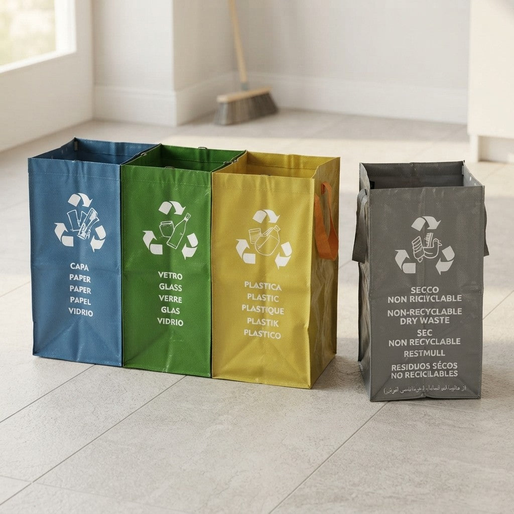 Set 4 Pattumiere Raccolta Differenziata 172L + Omaggio 62L