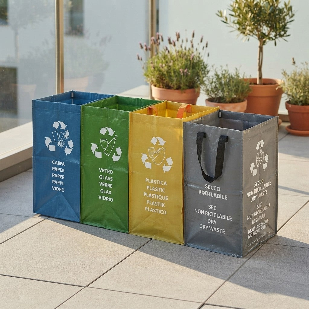 Set 4 Pattumiere Raccolta Differenziata 172L + Omaggio 62L