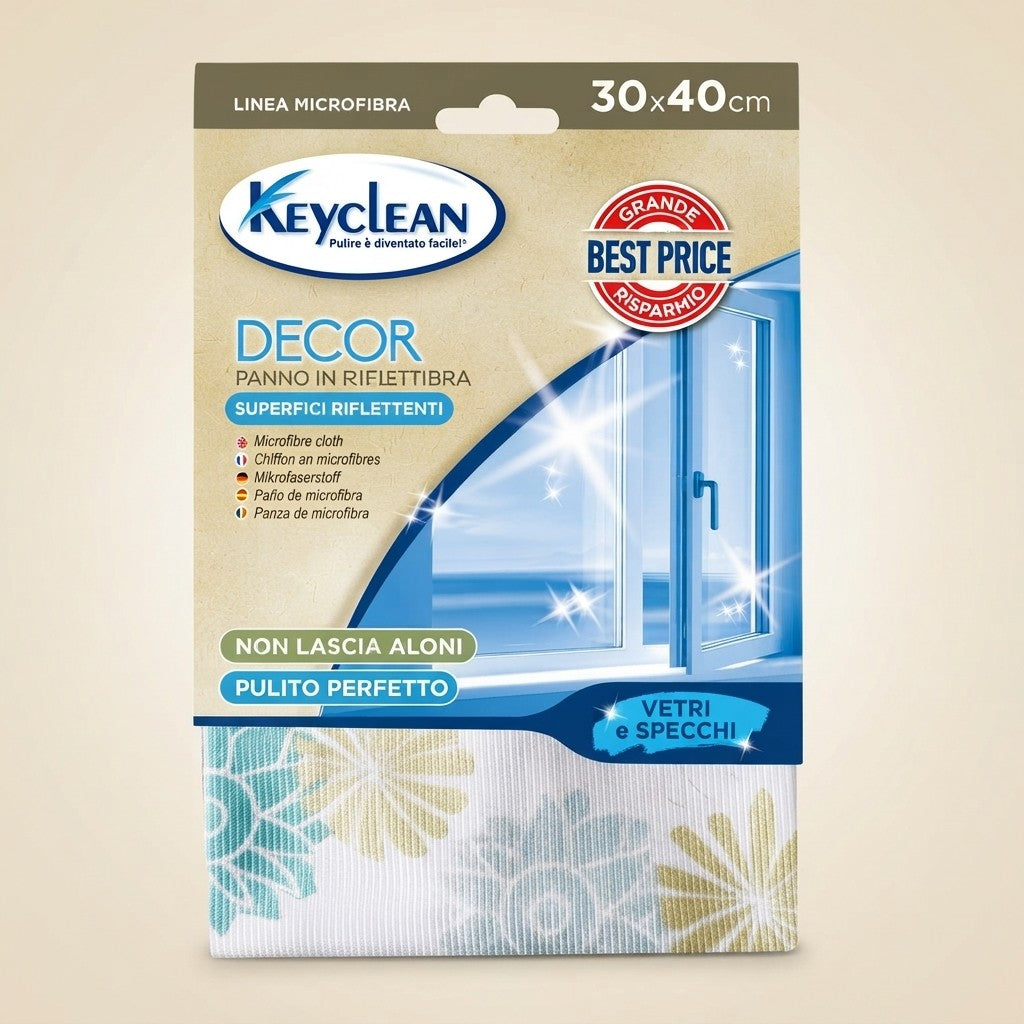 KEYCLEAN 12 PIECES X MICROFIBER DECORATIVE GLASS CLOTH 30X40CM