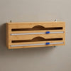 Dispenser Porta Rotoli da Parete in Bambù con 2 Taglierine 35 x 15 x 7,5 cm