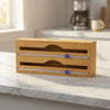 Dispenser Porta Rotoli da Parete in Bambù con 2 Taglierine 35 x 15 x 7,5 cm