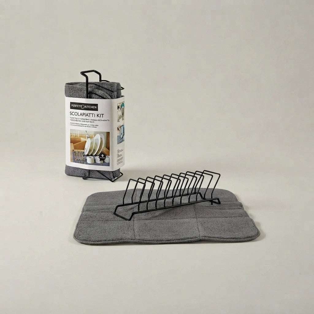 Égouttoir à vaisselle en microfibre avec grille à 9 compartiments