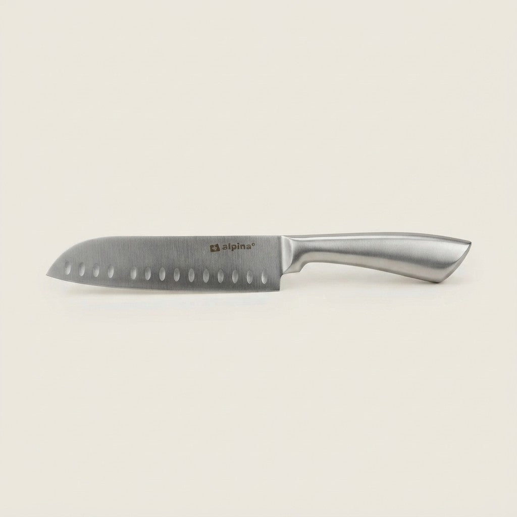 Coltello Santoku 32 cm – Lama Alveolata in Acciaio Inox, Manico Ergonomico