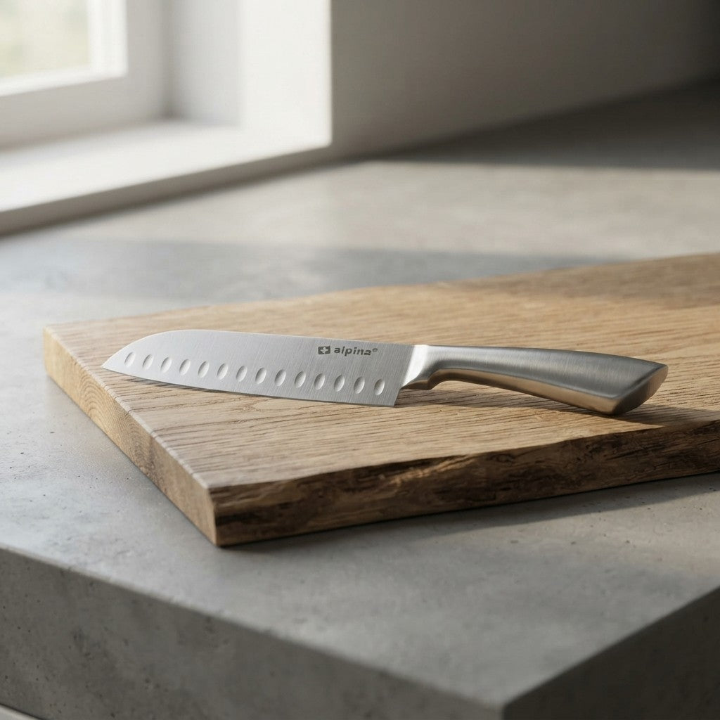 Coltello Santoku 32 cm – Lama Alveolata in Acciaio Inox, Manico Ergonomico