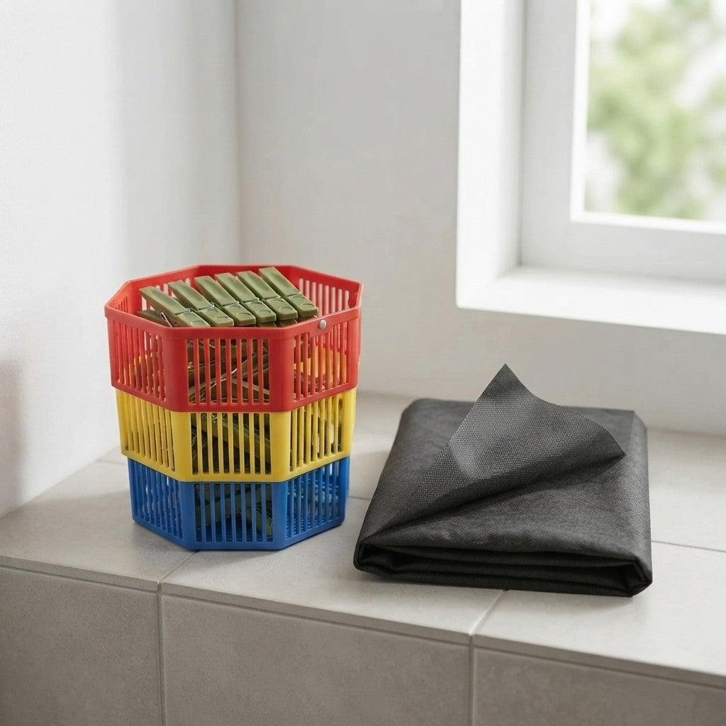 Set Bucato con Mollette e Cestotto