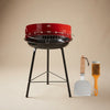 Set Barbecue a Carbone Ø33 cm con Paletta e Scopino in Ottone