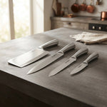 Set Coltelli Professionali Alpina in Acciaio Inossidabile: Mannaia, Coltello da Carne , Pane e sbucciatura