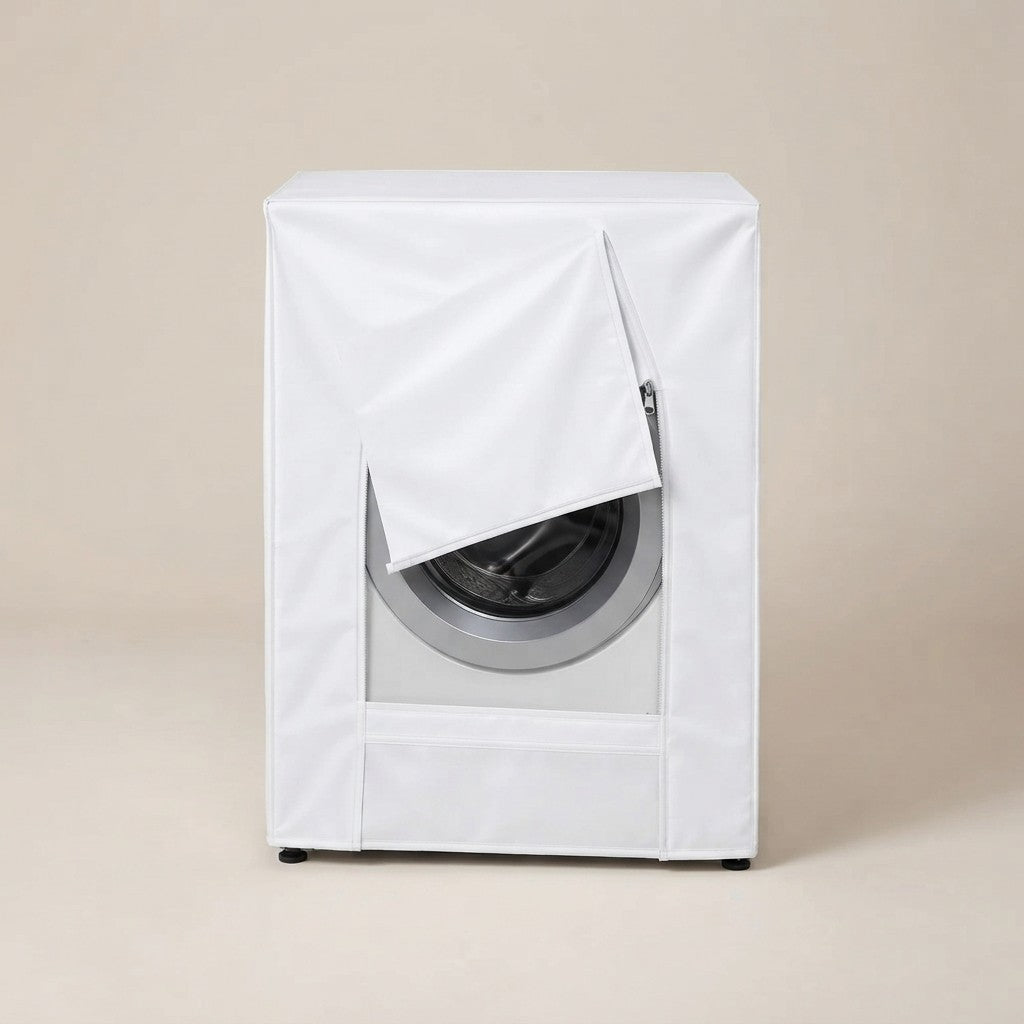 Telo Coprilavatrice Impermeabile in PVC Bianco 60x60x80 cm con Cerniera Frontale