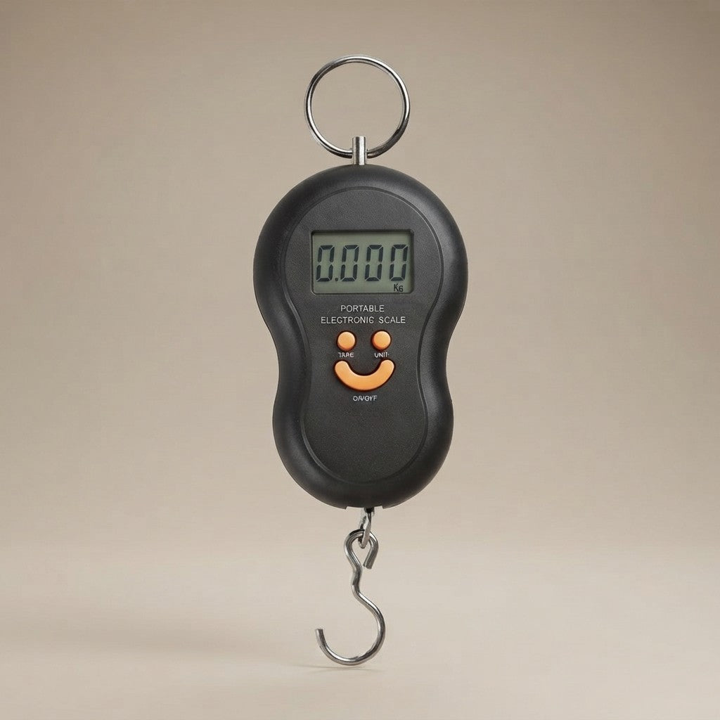 Bilancia Pesavaligie Digitale Portatile 50 kg con Gancio, Display LCD e Funzione Tara