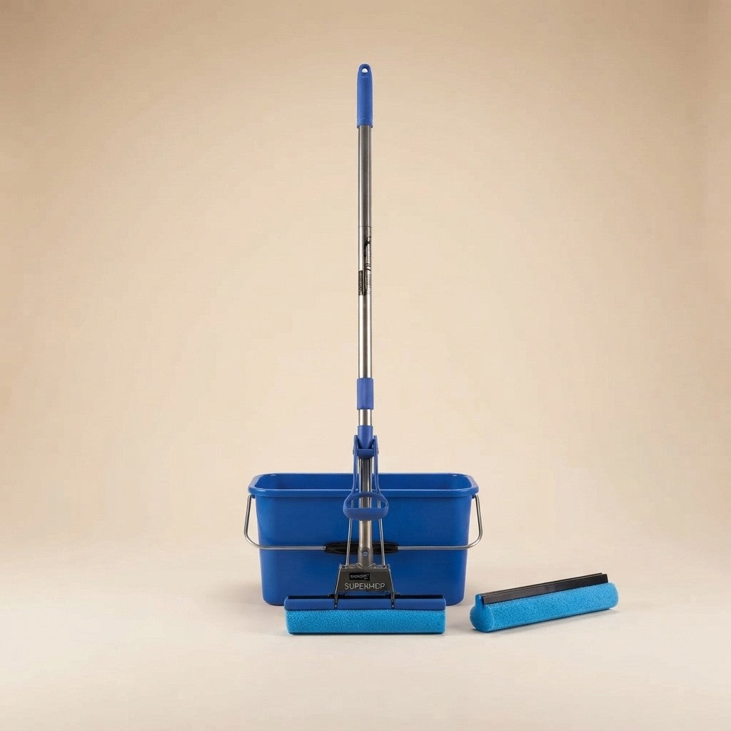 Set Pulizia Pavimento Super Mop con Secchio rettangolare e ricambio spugna