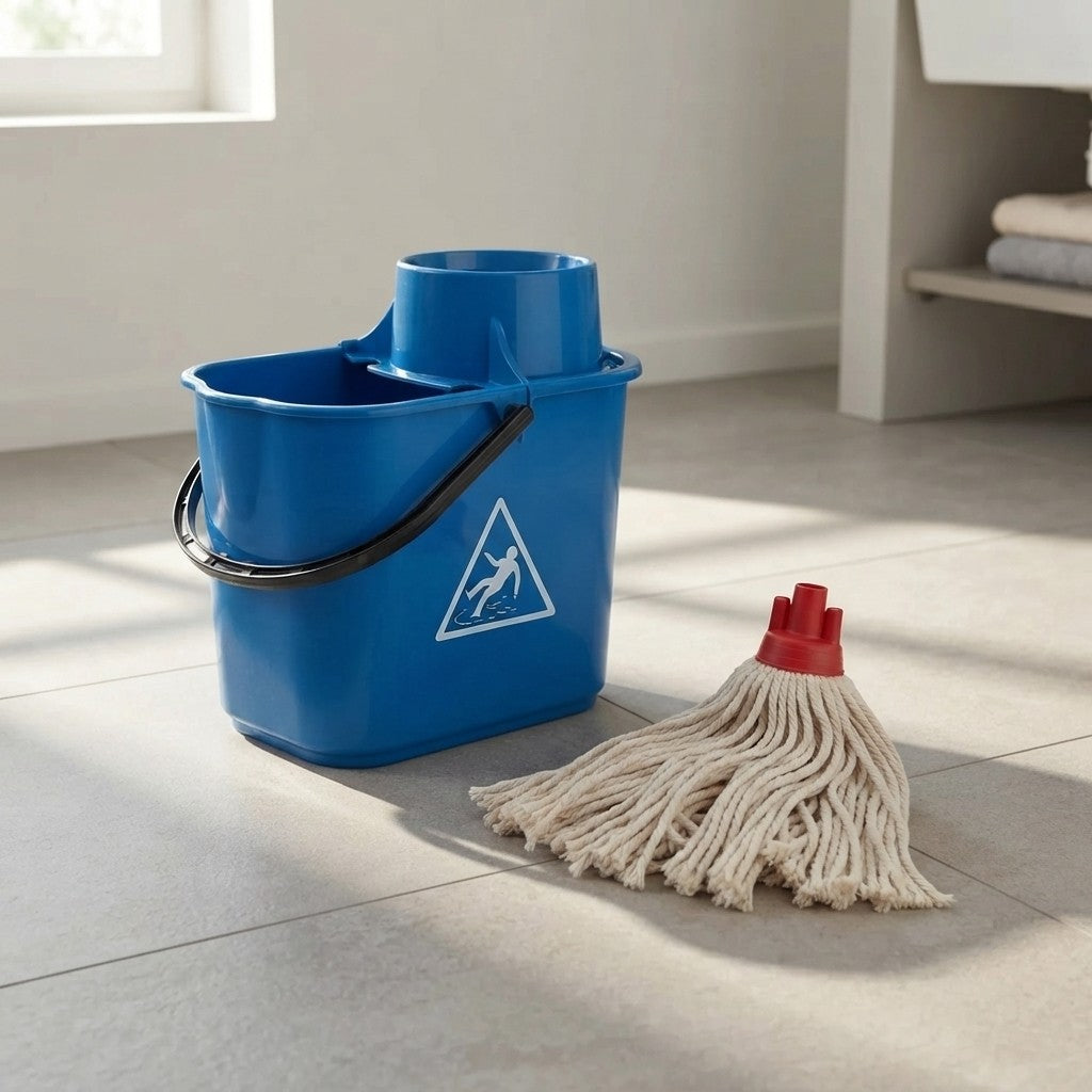 Set Secchio Mocio 16 L con Strizzatoio e Mop in Cotone Filo Ritorto 280 g