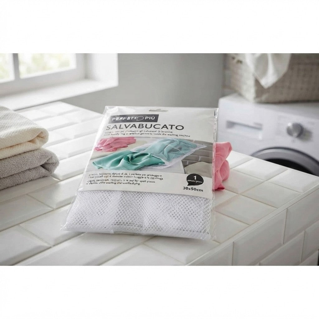 Mesh Laundry Bag, White, 30 x 50 cm