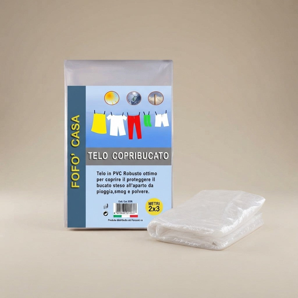 Telo in pvc per stendinbiancheria copribucato salvabucato da pioggia,polvere smog cm.200x300