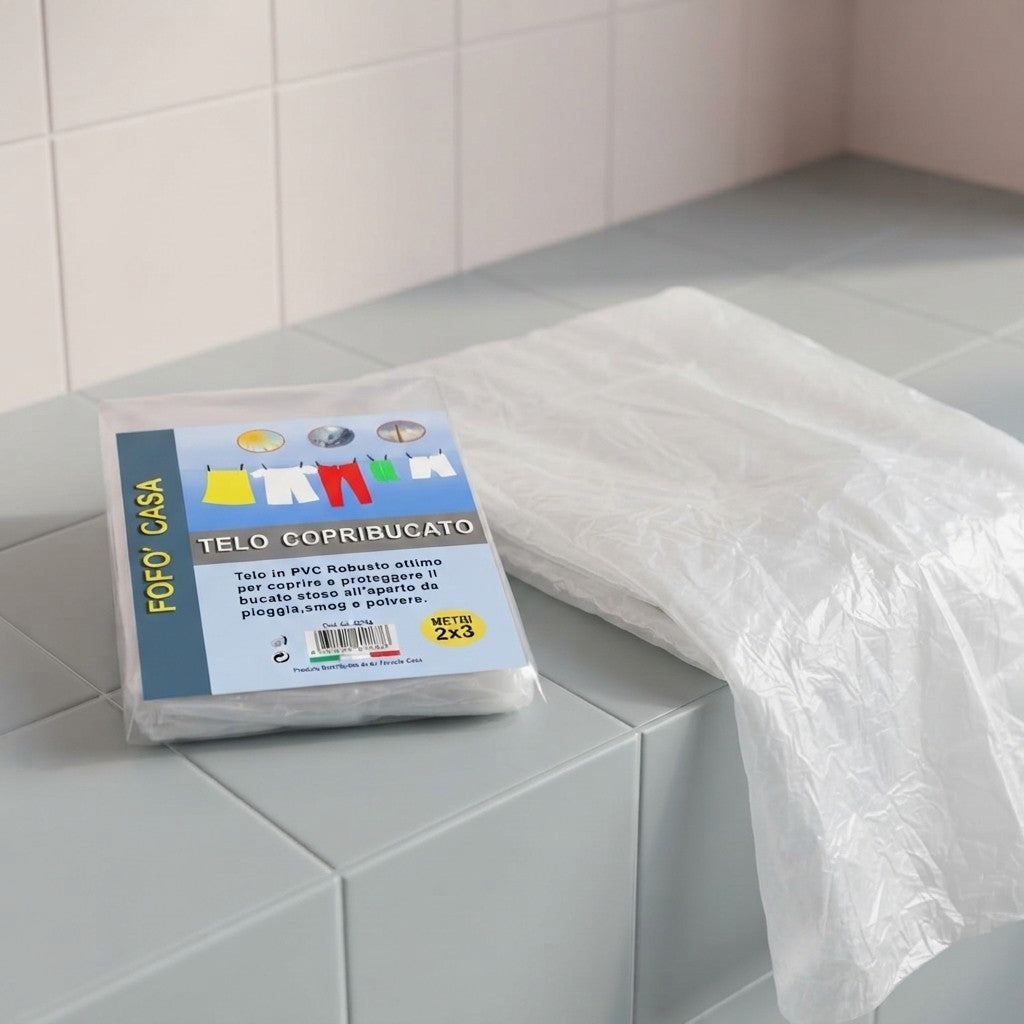 Telo in pvc per stendinbiancheria copribucato salvabucato da pioggia,polvere smog cm.200x300