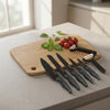 Set Preparazione Cucina Alpina con Tagliere in Bambù 30×23 cm, Set Coltelli e Pelapatate