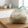 100 sacs poubelle biodégradables et compostables, dimensions : 53 x 60 cm, étanches aux liquides, avec poignées.