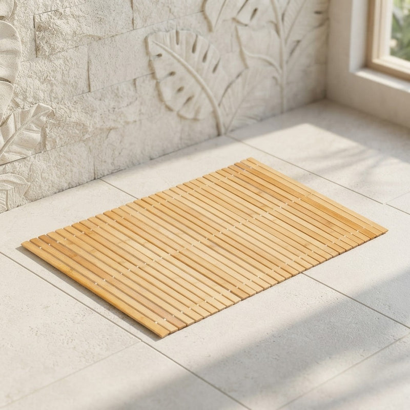 Tappetino Doccia in Bambù Antiscivolo 40x60 cm per il Bagno