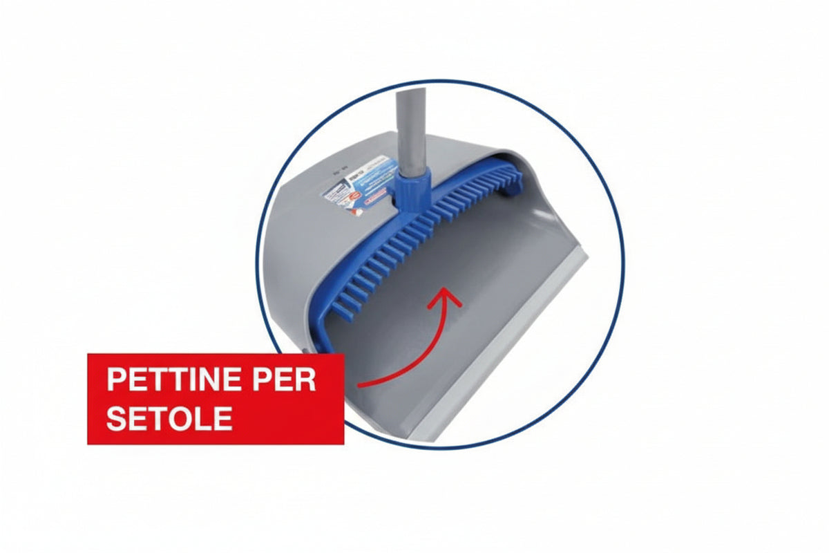 Pelle à poussière pliable La Briantina avec poignée et peigne, système d'ouverture automatique, en plastique
