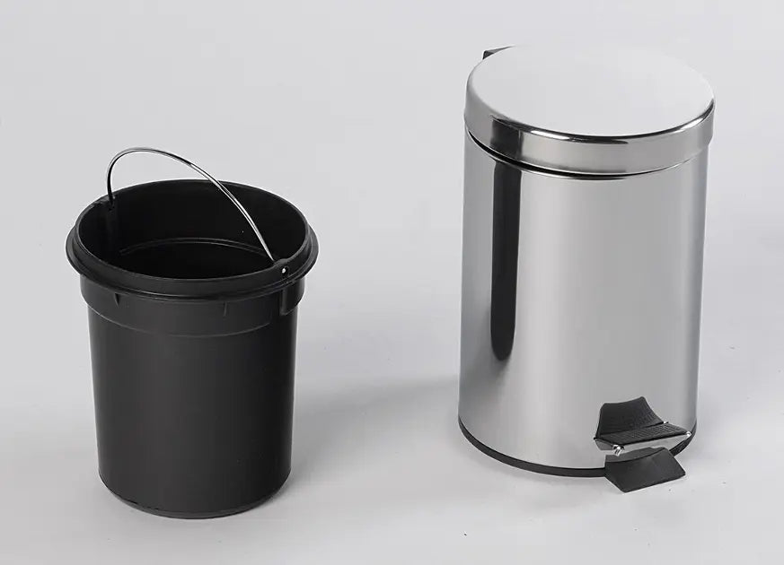 Poubelle à pédale en acier inoxydable avec seau intégré - Poubelle