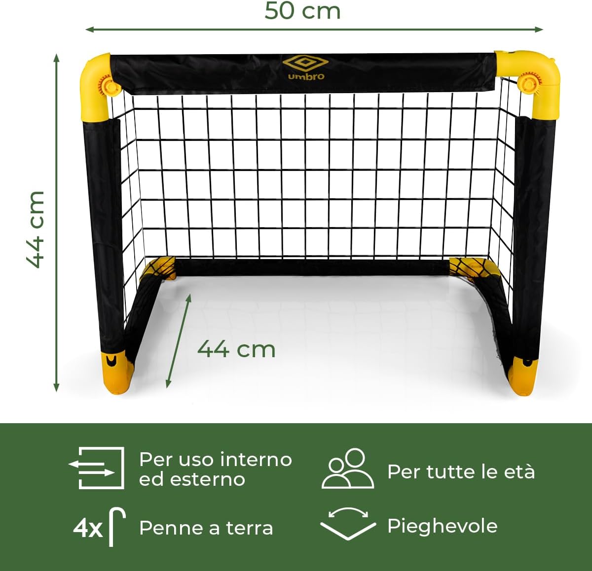 Porte Calcio Umbro Pop-Up 50x44cm Set 2 Pezzi Pieghevoli