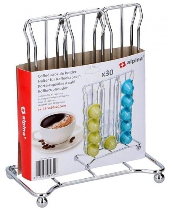 Portacapsule Caffè 30 Posti Verticale Doppio Fronte - Dispenser Organizer Metallo Cromato