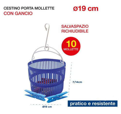 Fercasashop - Magic 2-Tier Clothes Peg Basket + 10 Colored Pegs