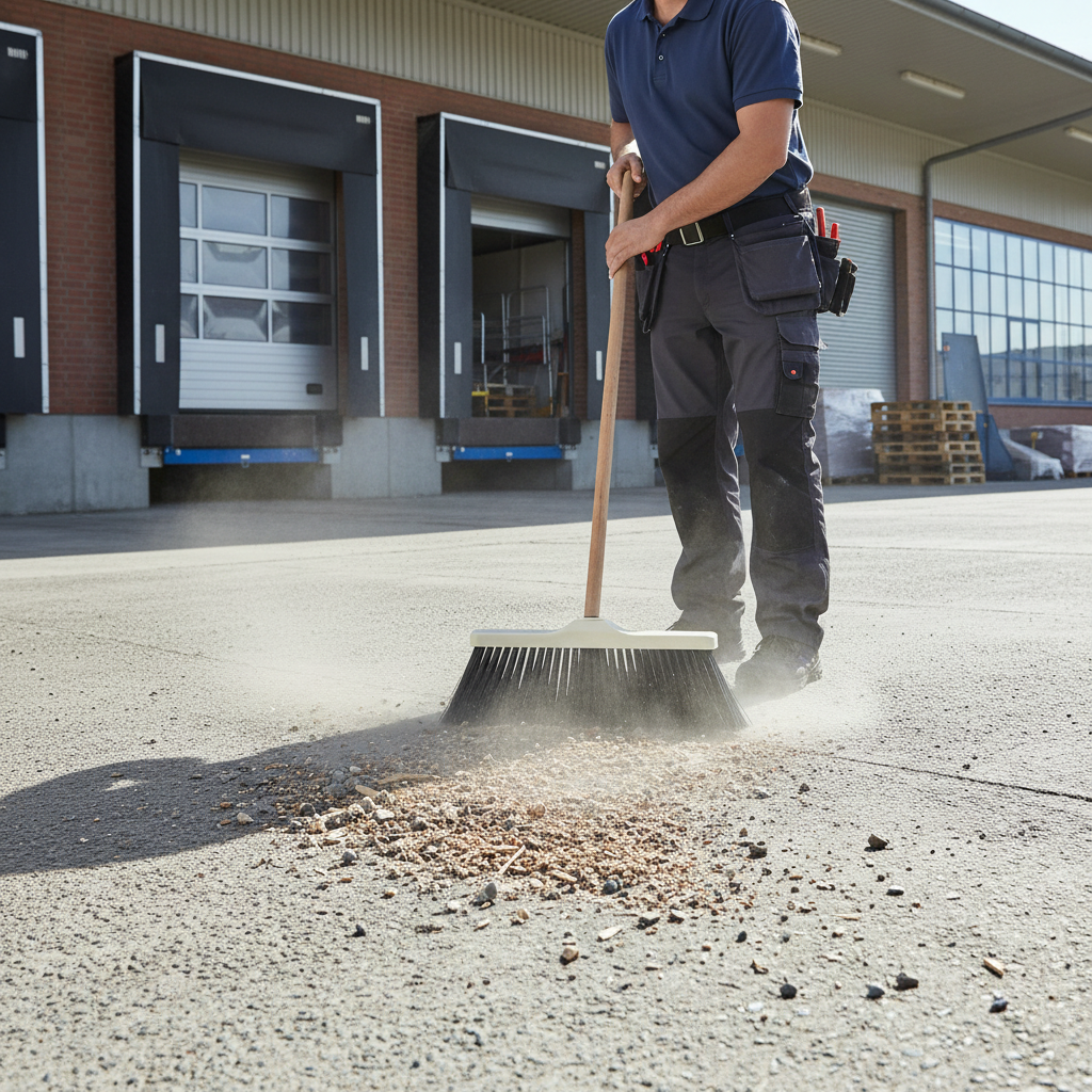 Scopa Industriale coccia in Plastica  28x13cm Setole Rigide - Per Esterni, Officine e Garage