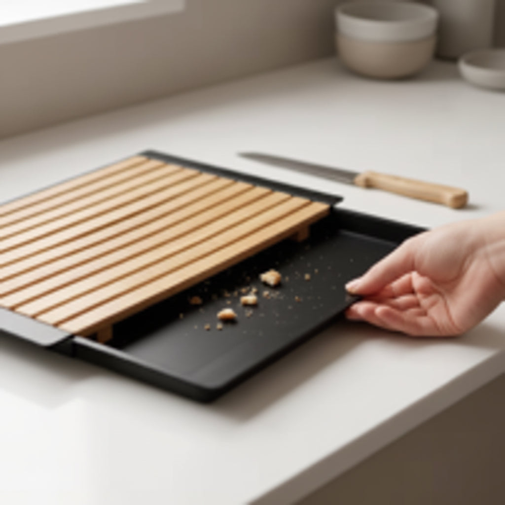 Bamboo Bread Board with Crumb Tray 38 x 27 cm