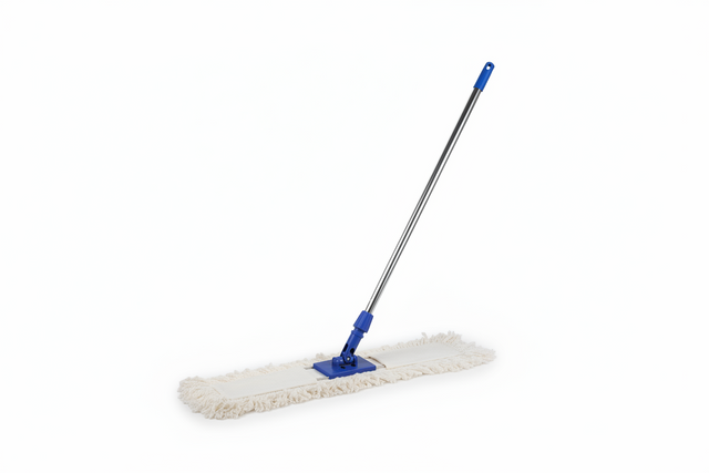 Balai industriel en coton de 100 cm avec manche en aluminium de 140 cm - Franges renforcées pour les grandes surfaces