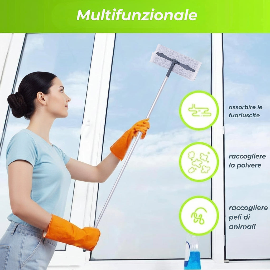 Kit Scopa Pavimenti 1 Manico + 4 Panni Microfibra