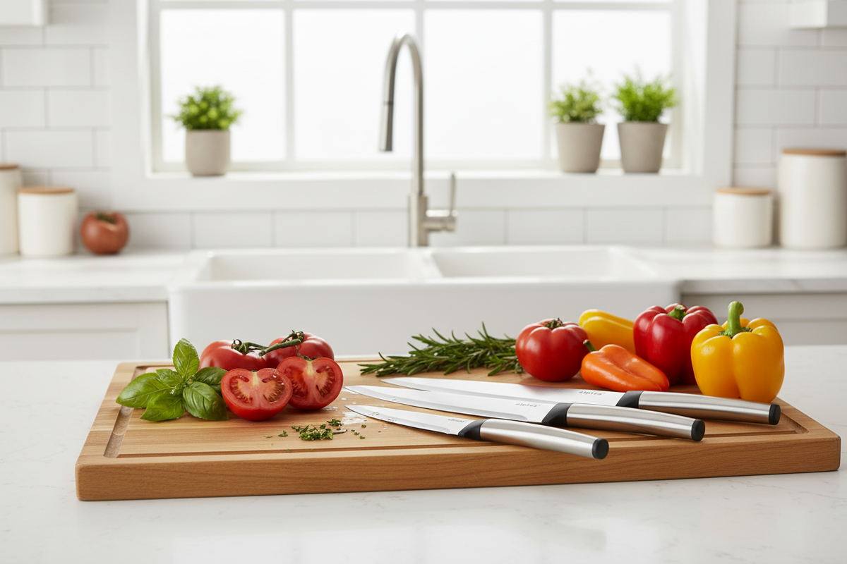 Set coltelli Alpina con verdure fresche